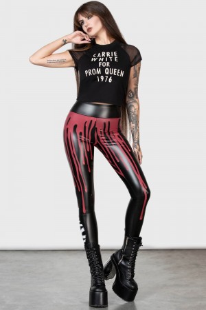 Killstar Senior Prom Leggings Černé Červené | ONKWLX-795