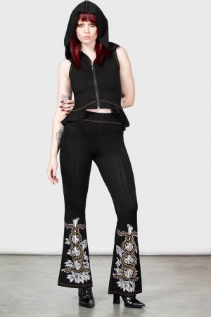 Killstar Serpent's Trick Bootcut Trousers Černé | IUGROV-408