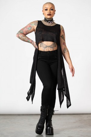 Killstar Shirley Crop Vest Černé | WBMUNQ-617