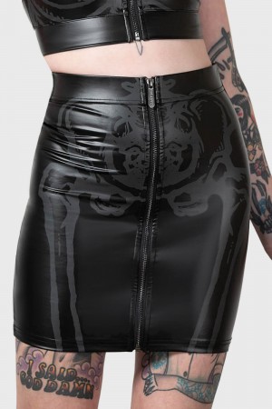 Killstar Skellington Skirt Černé | UOHADC-765