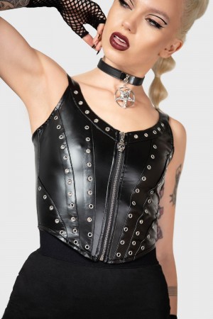 Killstar Smoke For Sinners Corset Top Černé | NJVDHO-731