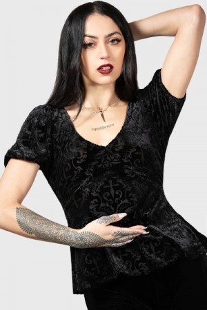 Killstar Sombre Heart Top Černé | TEVARY-876