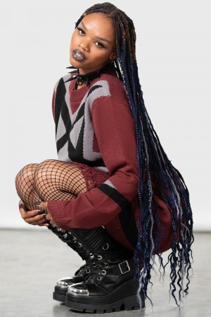 Killstar Star Crux Knit Svetrové Červené | VPCJBT-852