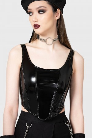 Killstar Stillness Corset Top Černé | SWBOJU-028