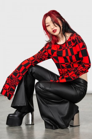 Killstar Suspiria Mood Crop Top [BLACK/RED] Červené | JKTMGA-542