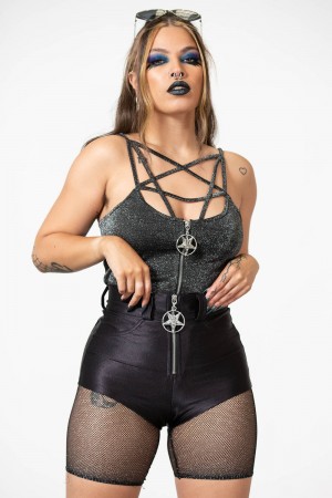 Killstar Synth Sigil Fishnet Bike Krátké Černé | KSGRND-863