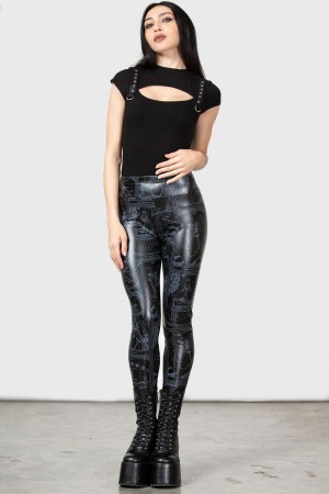 Killstar Tarot Leggings Černé | KLANVP-672