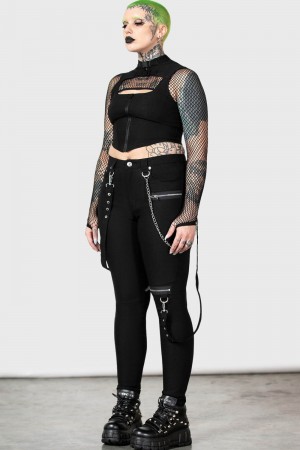 Killstar The Rave Hubená Trousers Černé | HIXTPV-679