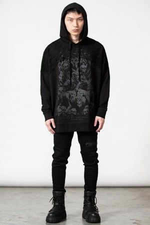 Killstar The Verge Fishnet Hoodie Černé | YCVIOK-097