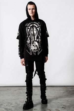 Killstar Trouble S Kapucí Layer Top Černé | YFGIBZ-407