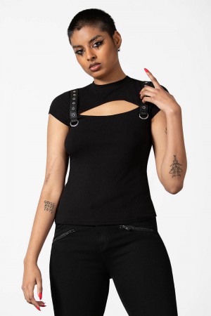 Killstar Trudy Keyhole Top Černé | OKGTEF-628