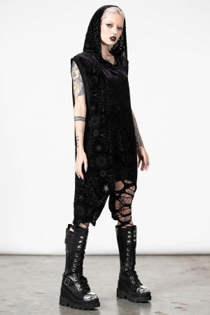 Killstar Truthsayer Burnout S Kapucí Vest Černé | NUHOCR-035