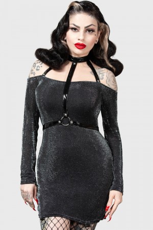 Killstar Valak Bodycon Šaty Černé | SXPLUJ-218
