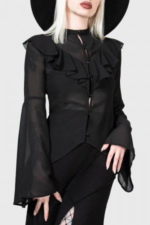 Killstar Valentine's Heart Blouse Černé | TLJXSR-325