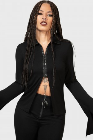 Killstar Vamp Fatale Shirt Černé | HUQCWB-517
