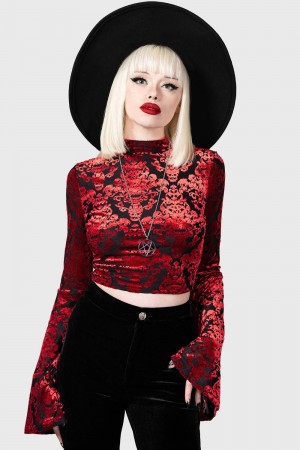 Killstar Vassago Long Sleeve Top Červené | QIVUNM-249