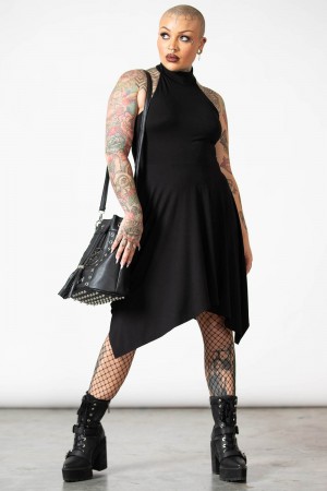 Killstar Venomina Halter Šaty Černé | XMHZQJ-128