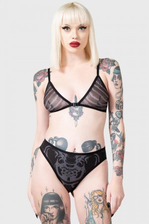 Killstar Vertebra Bralet Černé | ZCEMYU-246