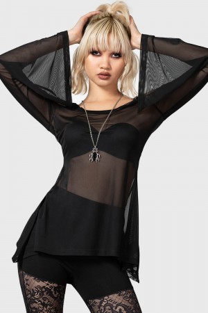 Killstar Waning Orbit Cold-Shoulder Top Černé | ZQPATD-439
