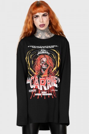 Killstar Warned Long Sleeve Top Černé | ACORUB-085