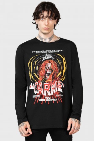 Killstar Warned Long Sleeve Top Černé Červené | NROASP-986