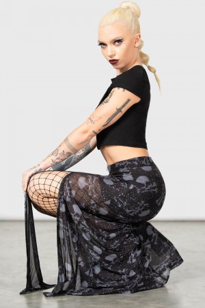 Killstar Waxwork Maxi Skirt Černé | SIMKTX-924