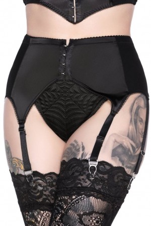 Killstar Webutant Garter Belt Černé | BGPERA-391