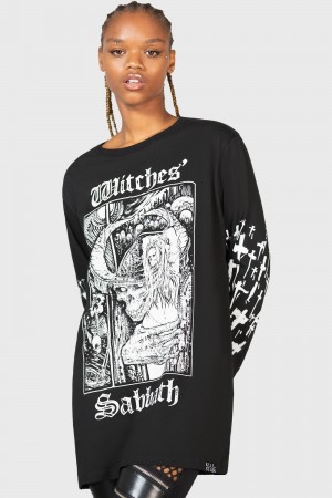 Killstar Witches' Sabbath Long Sleeve Top Černé Bílé | CBZGOL-832