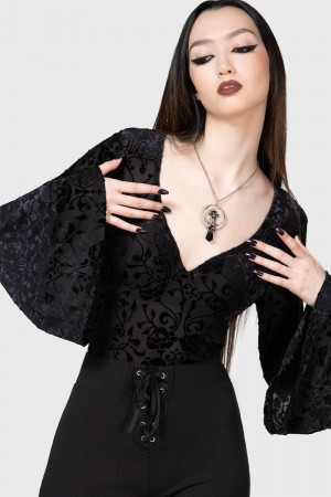 Killstar Woodland Gleam Long Sleeve Top Černé | QHONVF-217