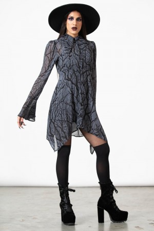 Killstar Woodland Witch Collar Šaty Černé | WIZDQS-376
