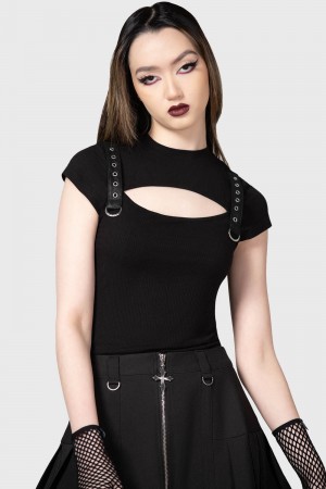 Killstar Xara Keyhole Top Černé | ETKIFZ-398