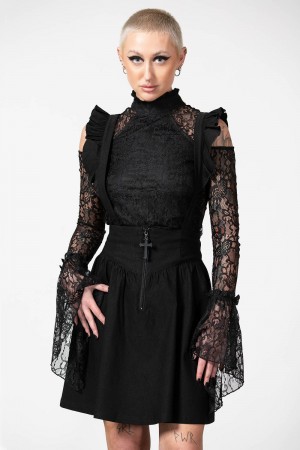 Killstar Yuna Suspender Skirt Černé | YCOEDR-387