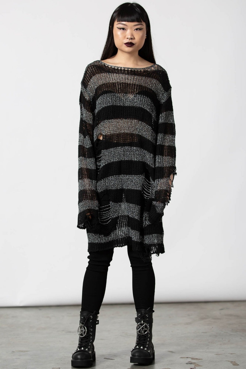 Killstar Abyss Knit Svetrové Šedé | BVFNIQ-749