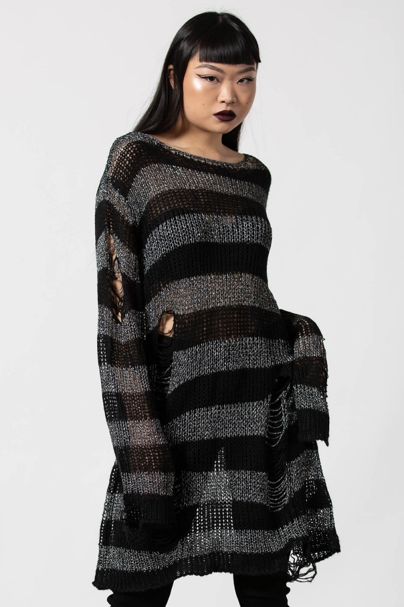 Killstar Abyss Knit Svetrové Šedé | SZAKYE-072