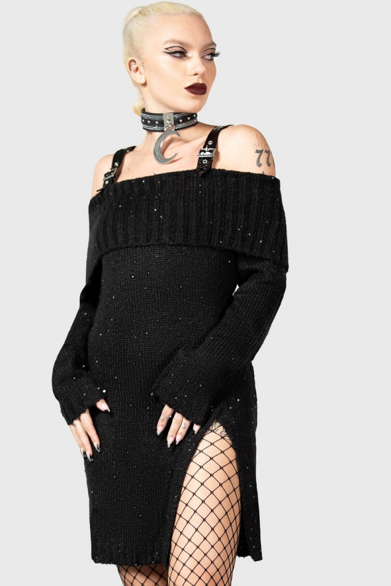Killstar Achylsa Šaty Černé | PXJGNA-359