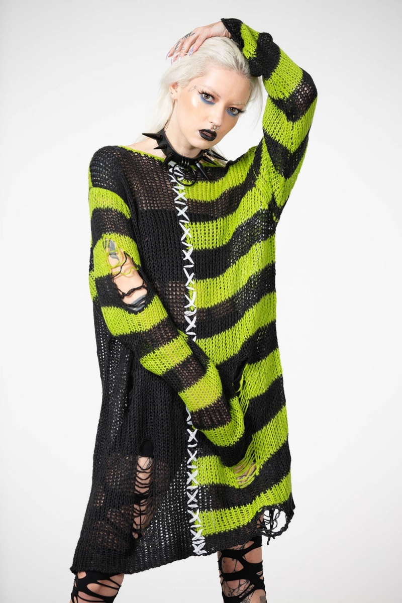 Killstar Acidic Knit Svetrové Černé | YRGQZK-605