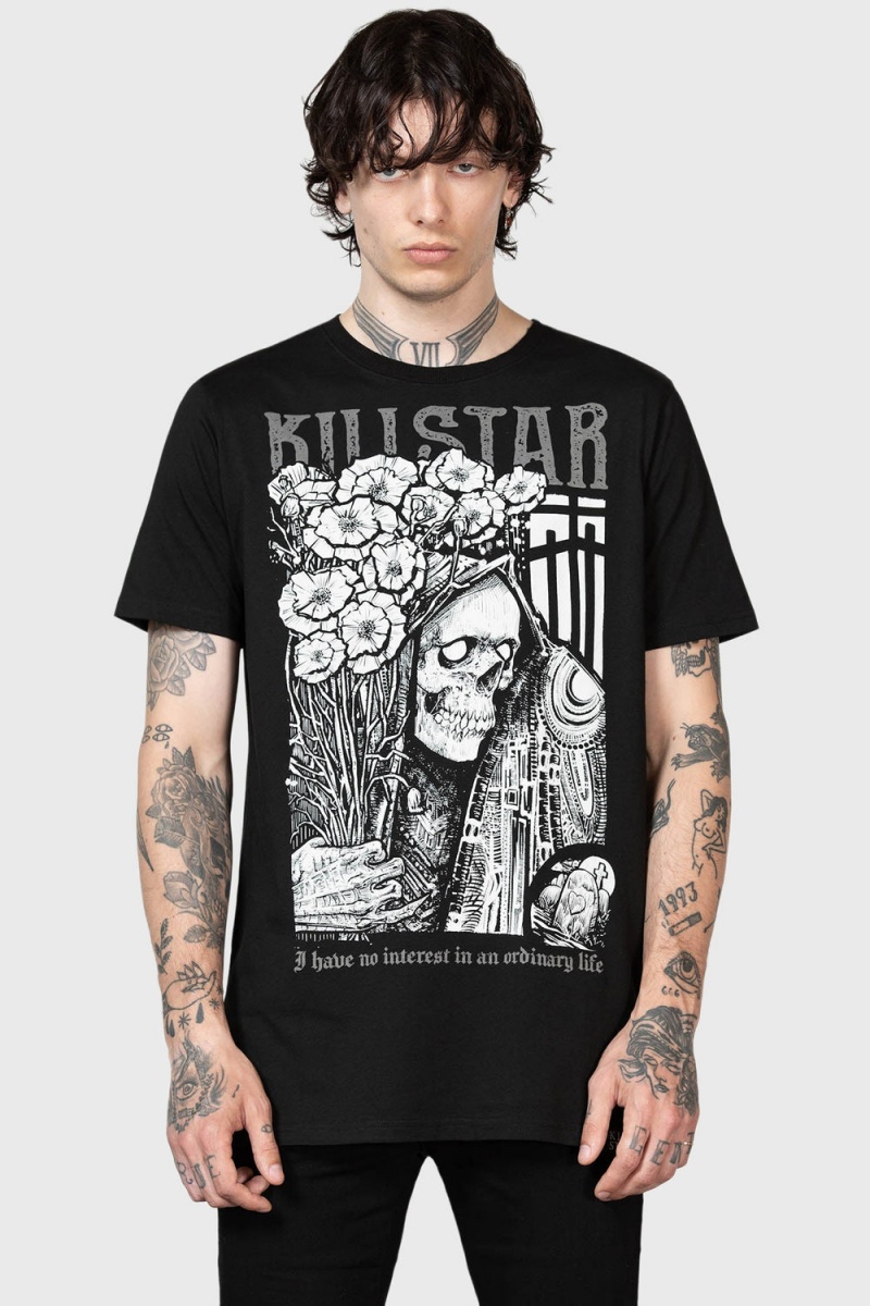 Killstar Afterdark T-Shirt Černé Bílé | HCNAWV-465