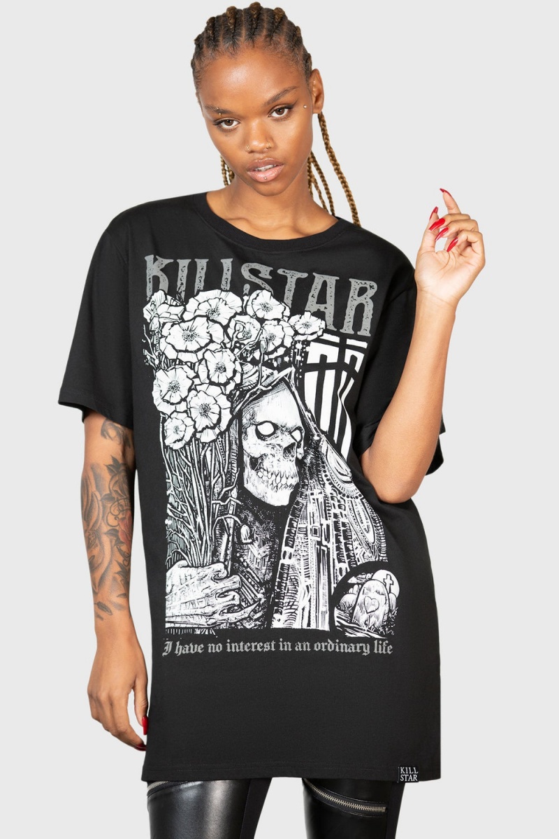 Killstar Afterdark T-Shirt Černé Bílé | HCNAWV-465