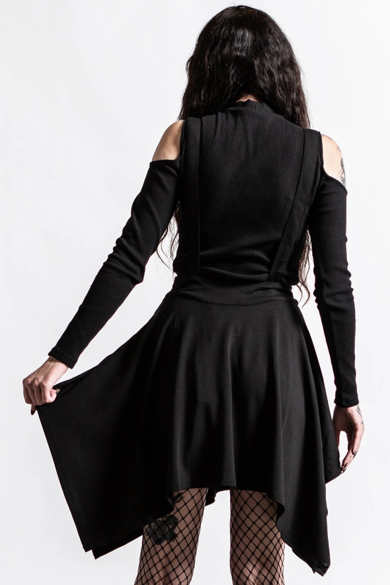 Killstar Aggie Suspender Skirt Černé | FWPZDK-851