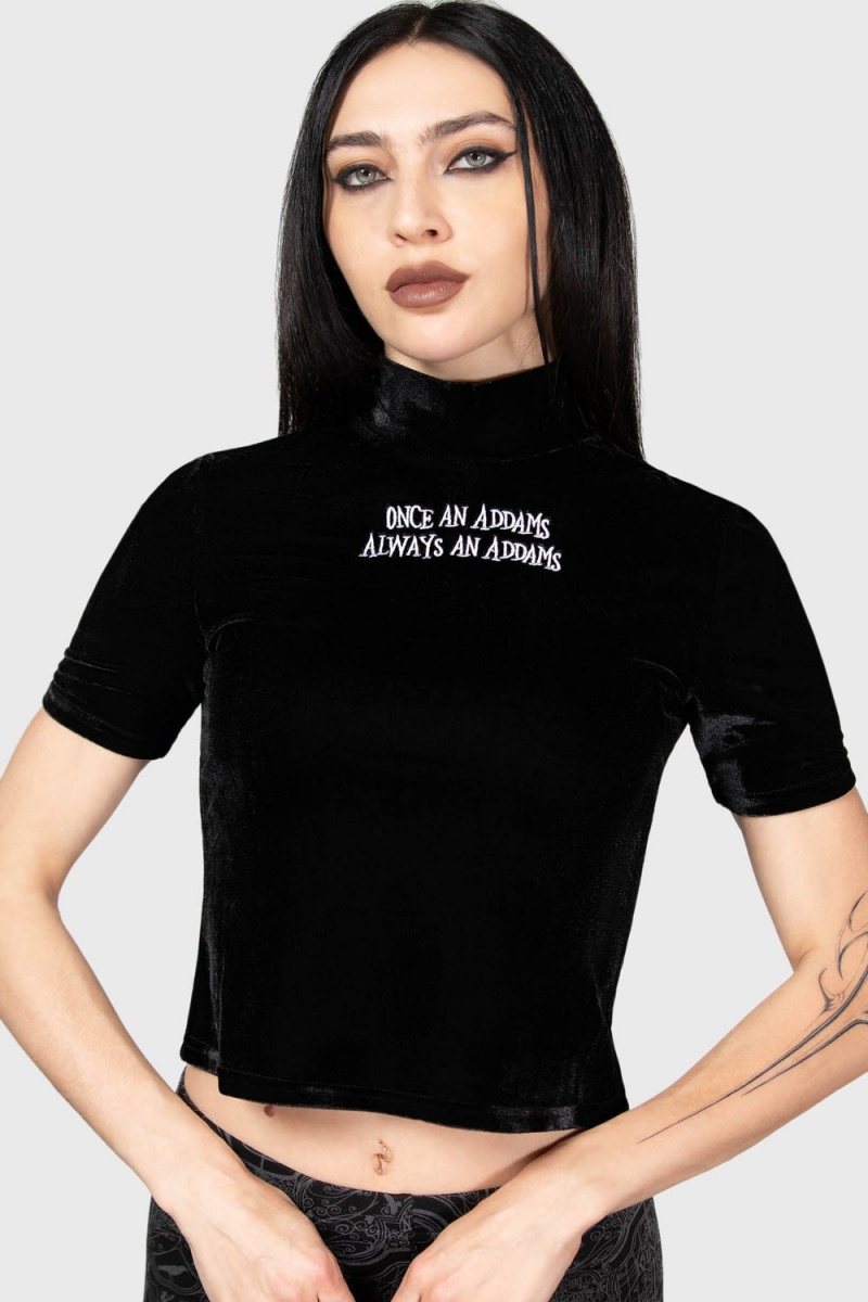 Killstar Allergic To Colour Velvet Top Černé | IPFHLM-742