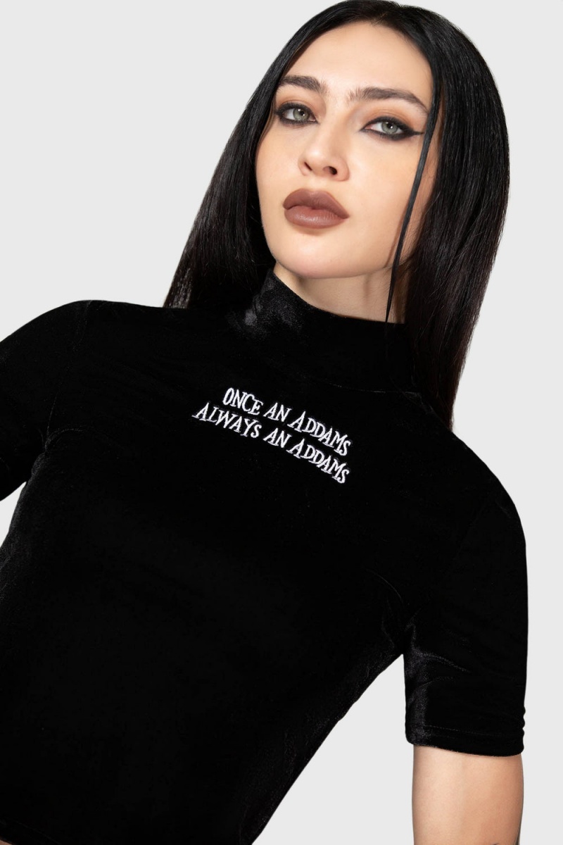 Killstar Allergic To Colour Velvet Top Černé | IPFHLM-742