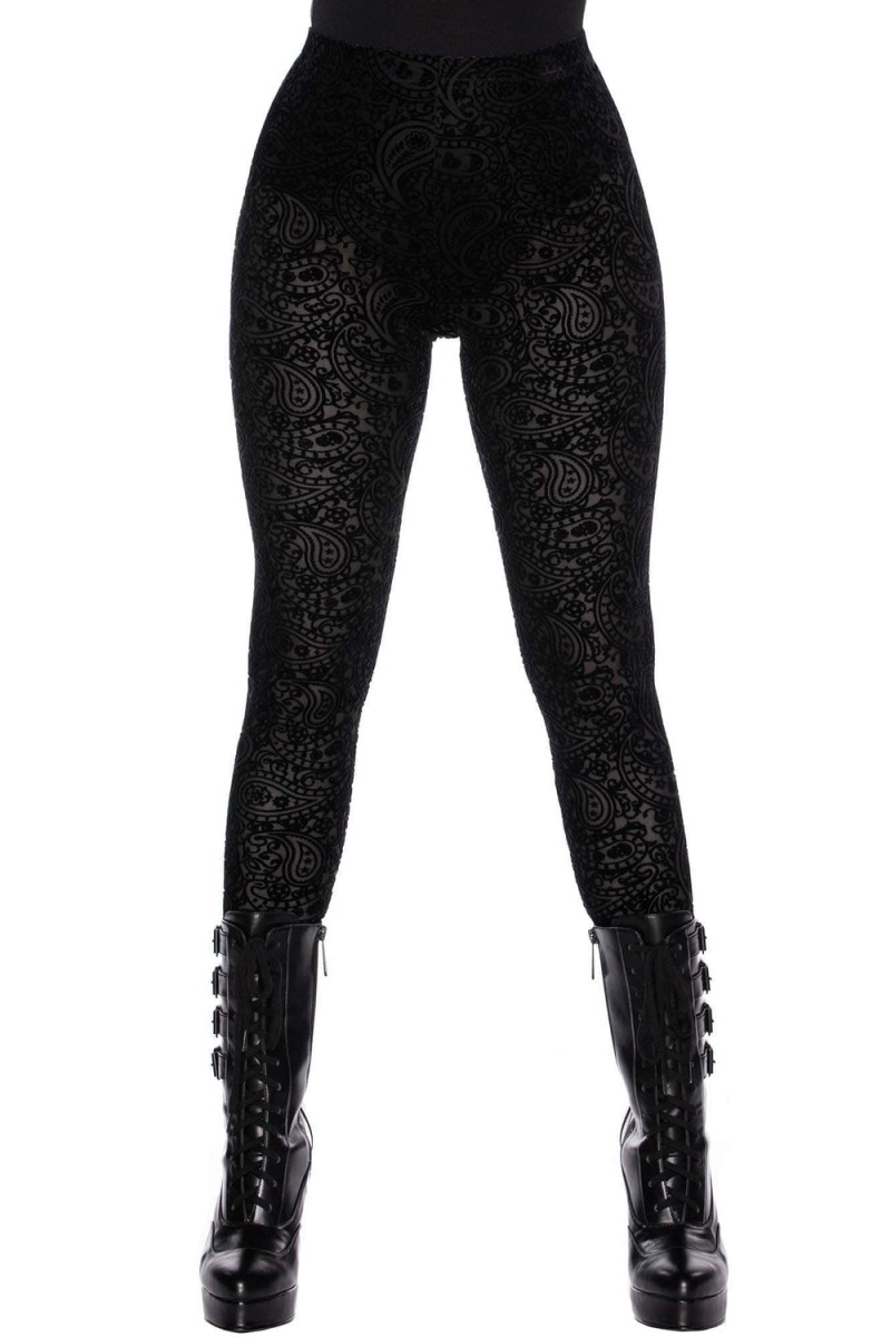 Killstar Althea\'s Evil Velvet Leggings Černé | IHBGOU-576