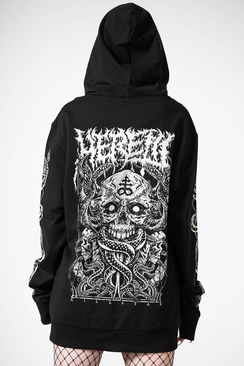 Killstar Anders Zip-Up Hoodie Černé | AZWBXG-587