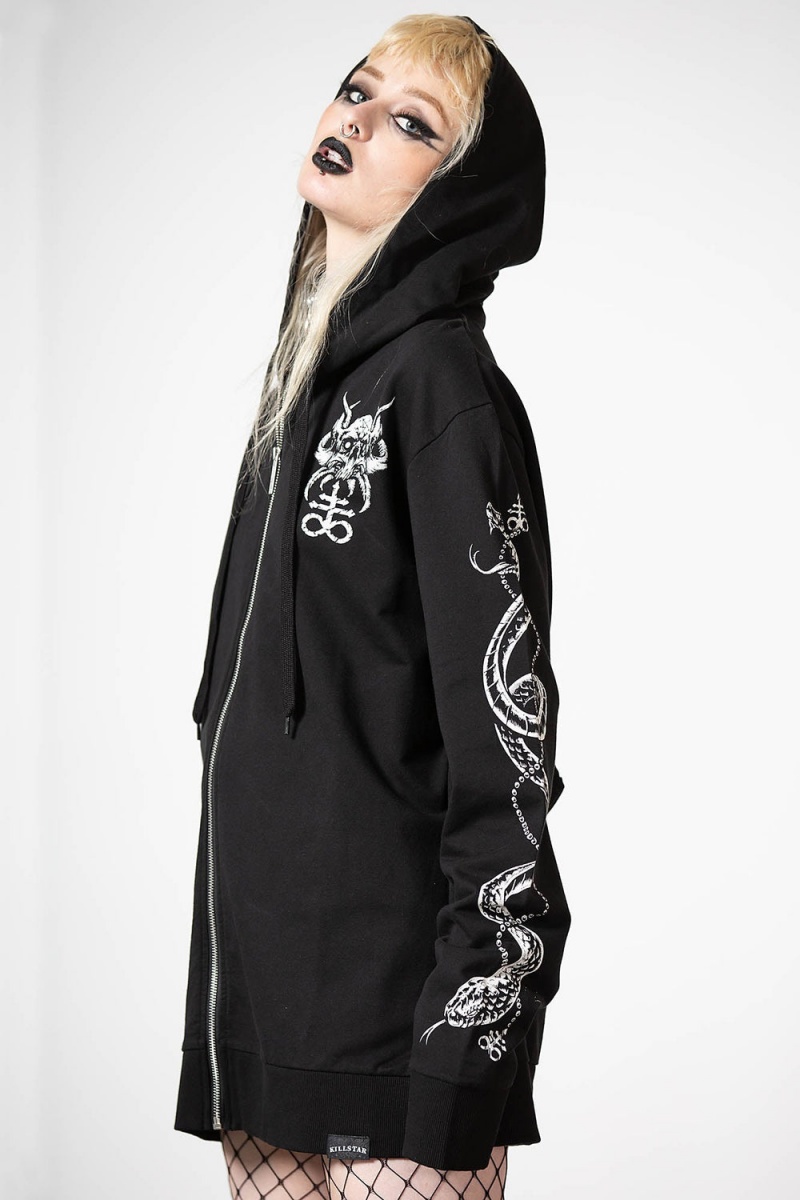 Killstar Anders Zip-Up Hoodie Černé | AZWBXG-587