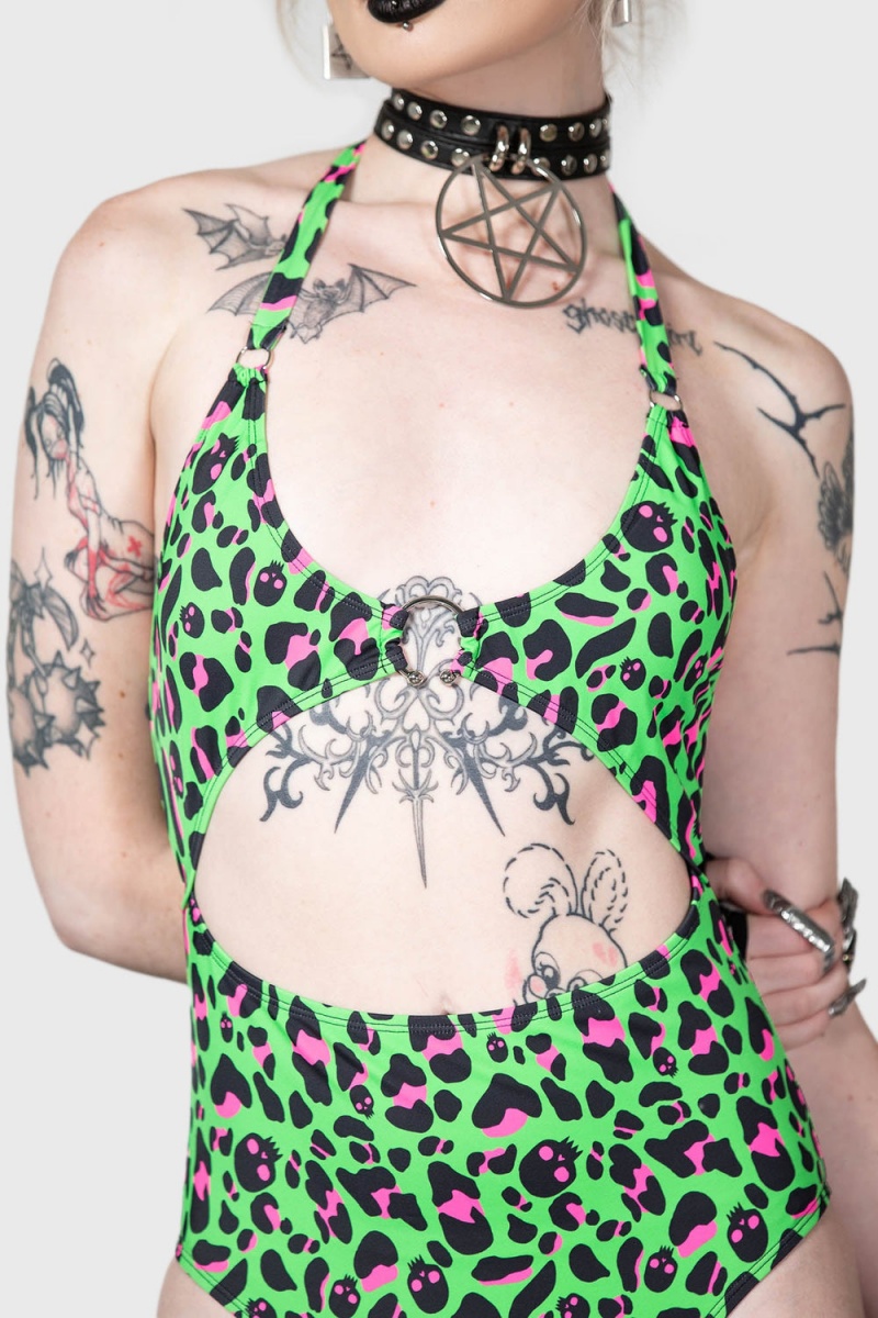 Killstar Animal Swimsuit Zelene | BITYMW-275