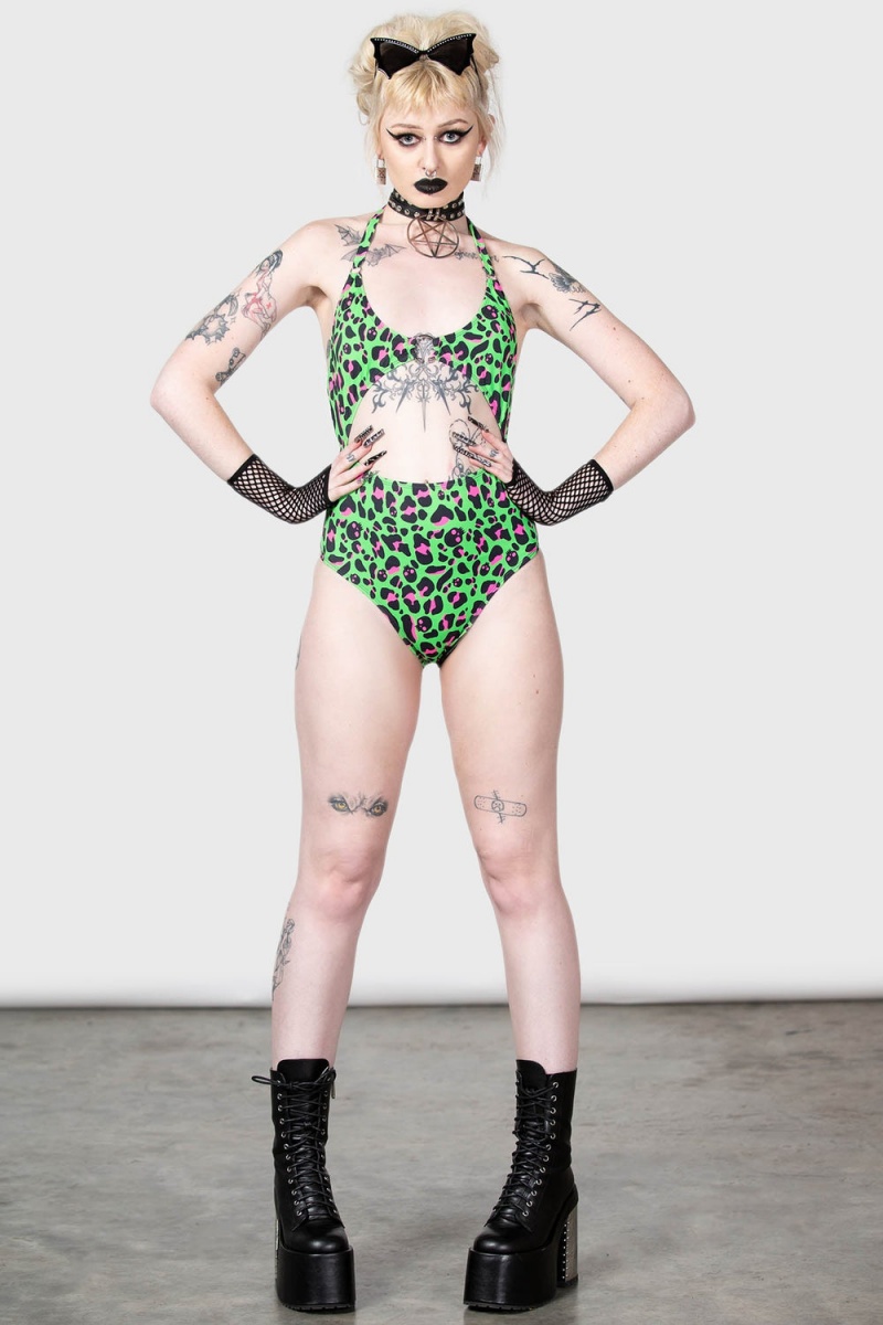 Killstar Animal Swimsuit Zelene | BITYMW-275
