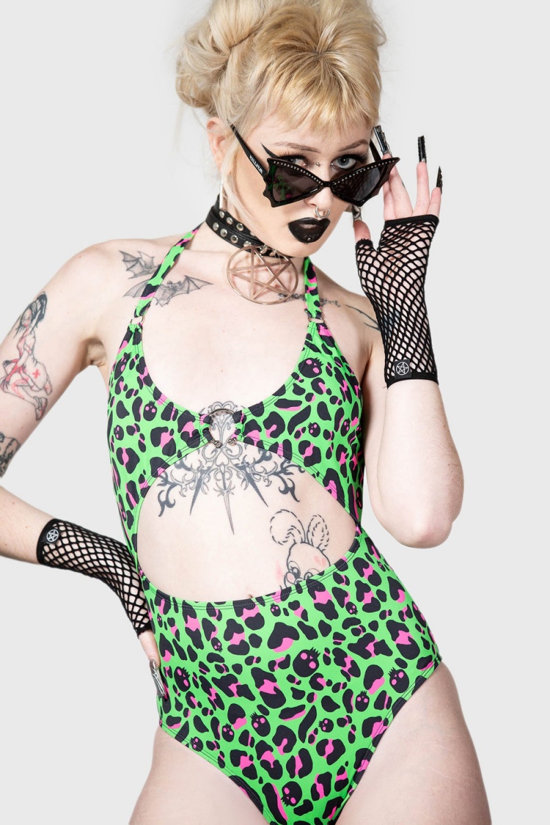 Killstar Animal Swimsuit Zelene | BITYMW-275