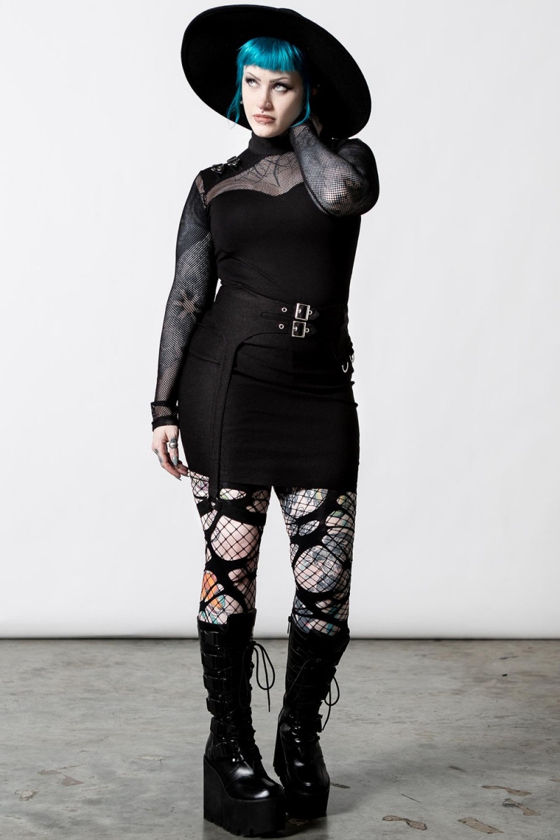 Killstar Arch Enemies Fishnet Top Černé | GOJQAP-640