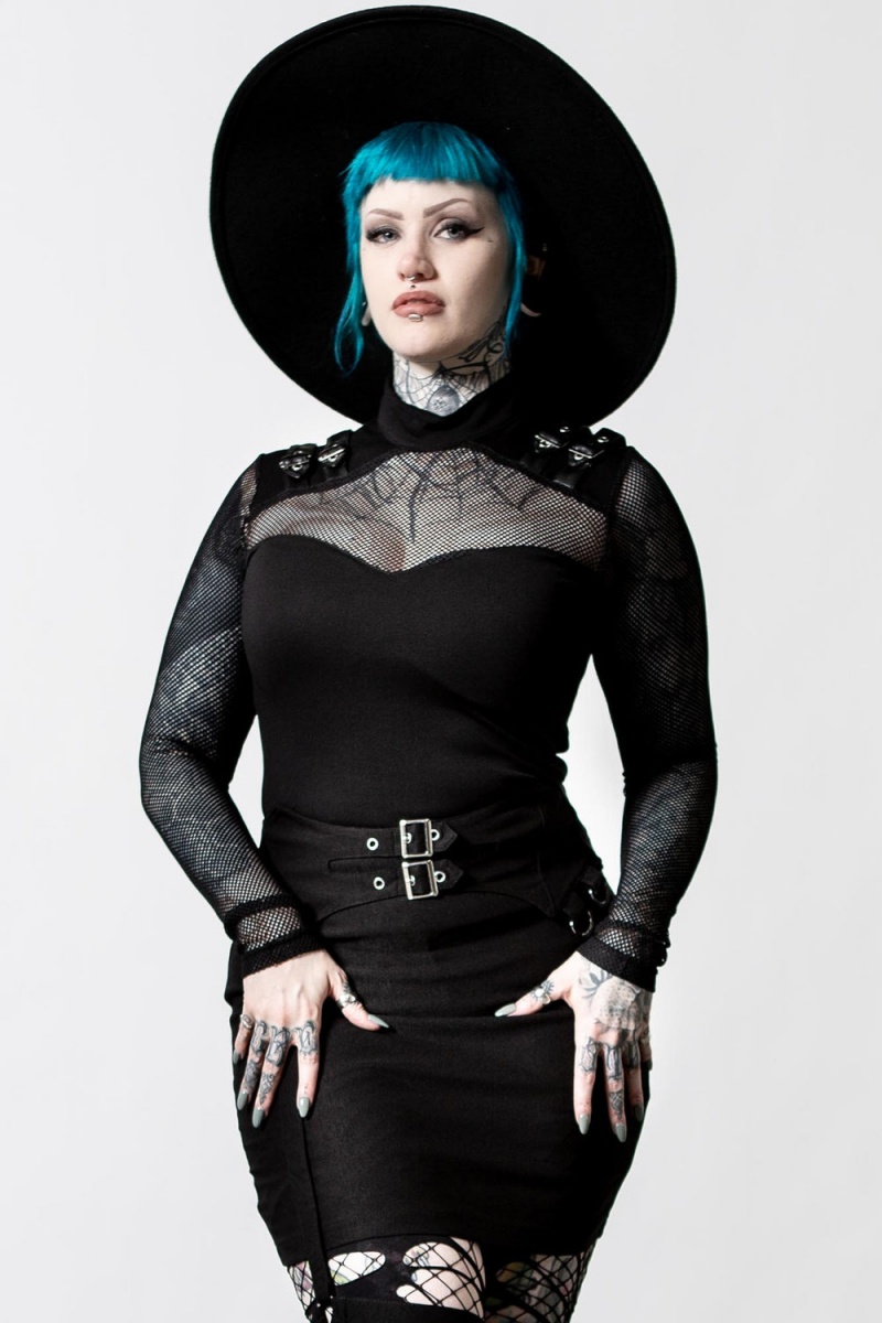 Killstar Arch Enemies Fishnet Top Černé | GOJQAP-640