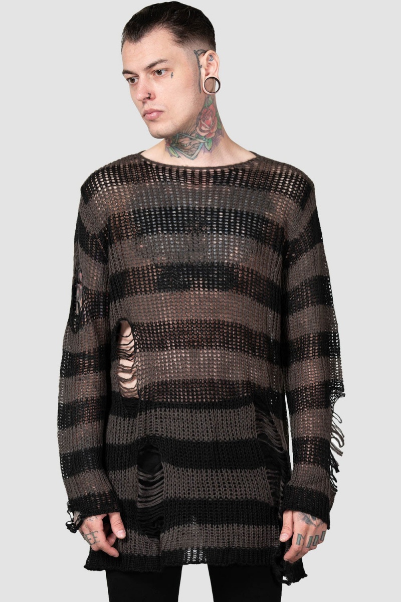 Killstar Ash Distress Knit Svetrové [B] Šedé | WHGXYR-251